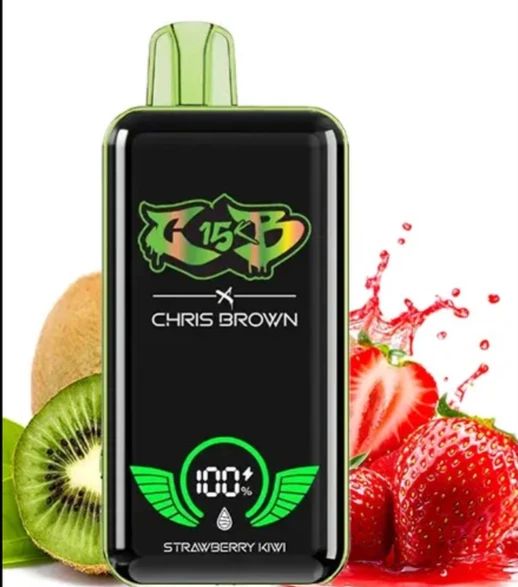 پاد یکبار مصرف 15000 پاف کریس براون طعم توت فرنگی کیوی/ Chris brown Strawberry Kiwi