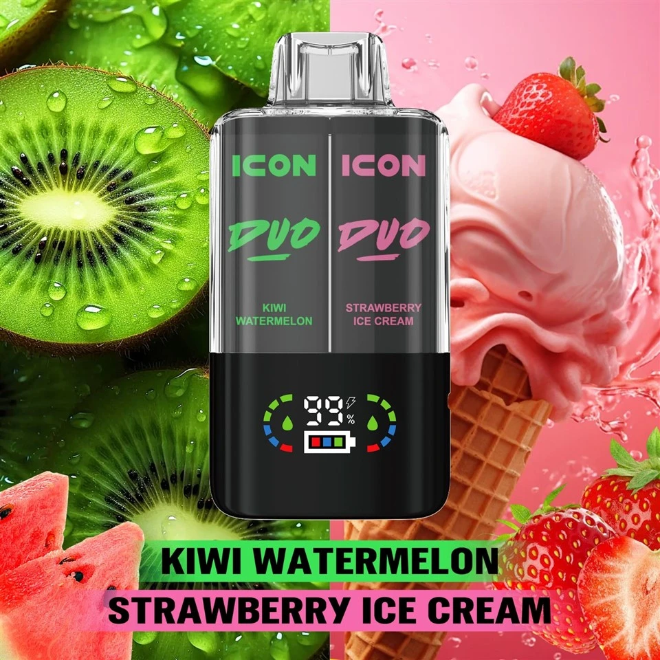 پاد یکبار مصرف ایکون کیوی هندوانه + توت فرنگی یخ بستنی 20 هزار پاف | ICON DUO 20000 Vape KIWI WATERMELON + STRAWBERRY ICE CREAM
