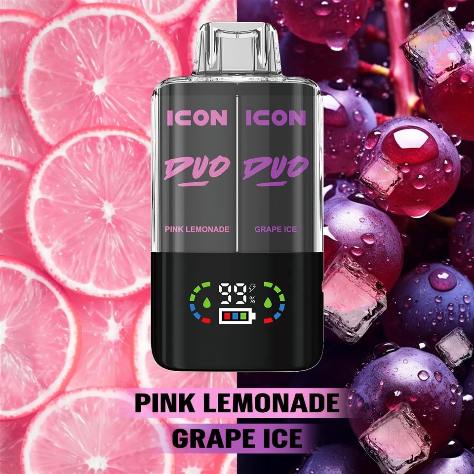 پاد یکبار مصرف ایکون پینک لیموناد + انگور یخ ( 20 هزار پاف ) | ICON DUO 20000 Vape PINK LEMONADE GRAPE ICE