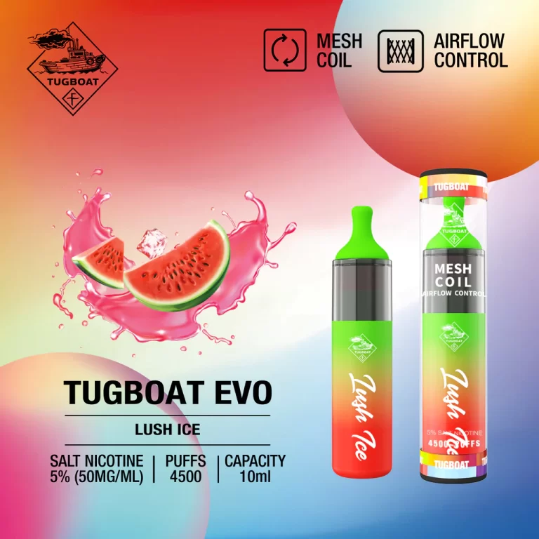 پاد یکبار مصرف هندوانه یخ ۴۵۰۰ پاف تاگبوت | TUGBOAT EVO 4500 PUFFS – LUSH ICE