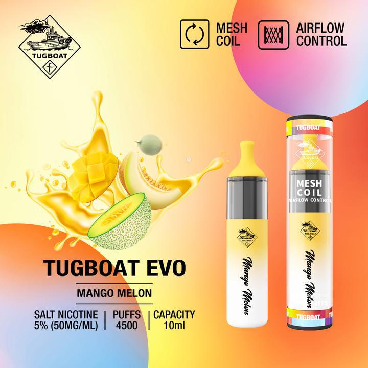 پاد یکبار مصرف انبه طالبی ۴۵۰۰ پاف تاگبوت | TUGBOAT EVO 4500 PUFFS – Mango Melon