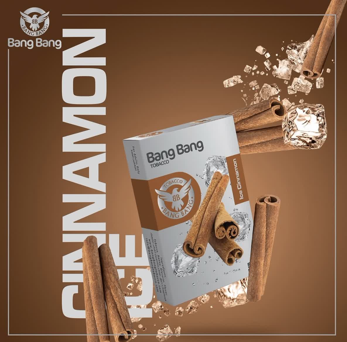 تنباکو بنگ بنگ طعم دارچین یخ  BANG BANG CINNAMON ICE TOBACCO