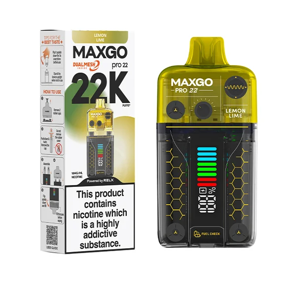 ویپ یکبارمصرف (نیمه دائمی) لیموترش مکس گو پرو 22 هزار پاف | MAX GO PRO LEMON LIME 22K