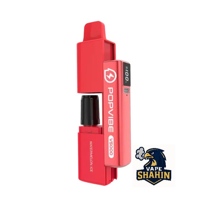 پاد یکبار مصرف 5000 پاف پاپ وایب هندوانه یخ (POPVIBE Pink Watermelon Ice V5000)