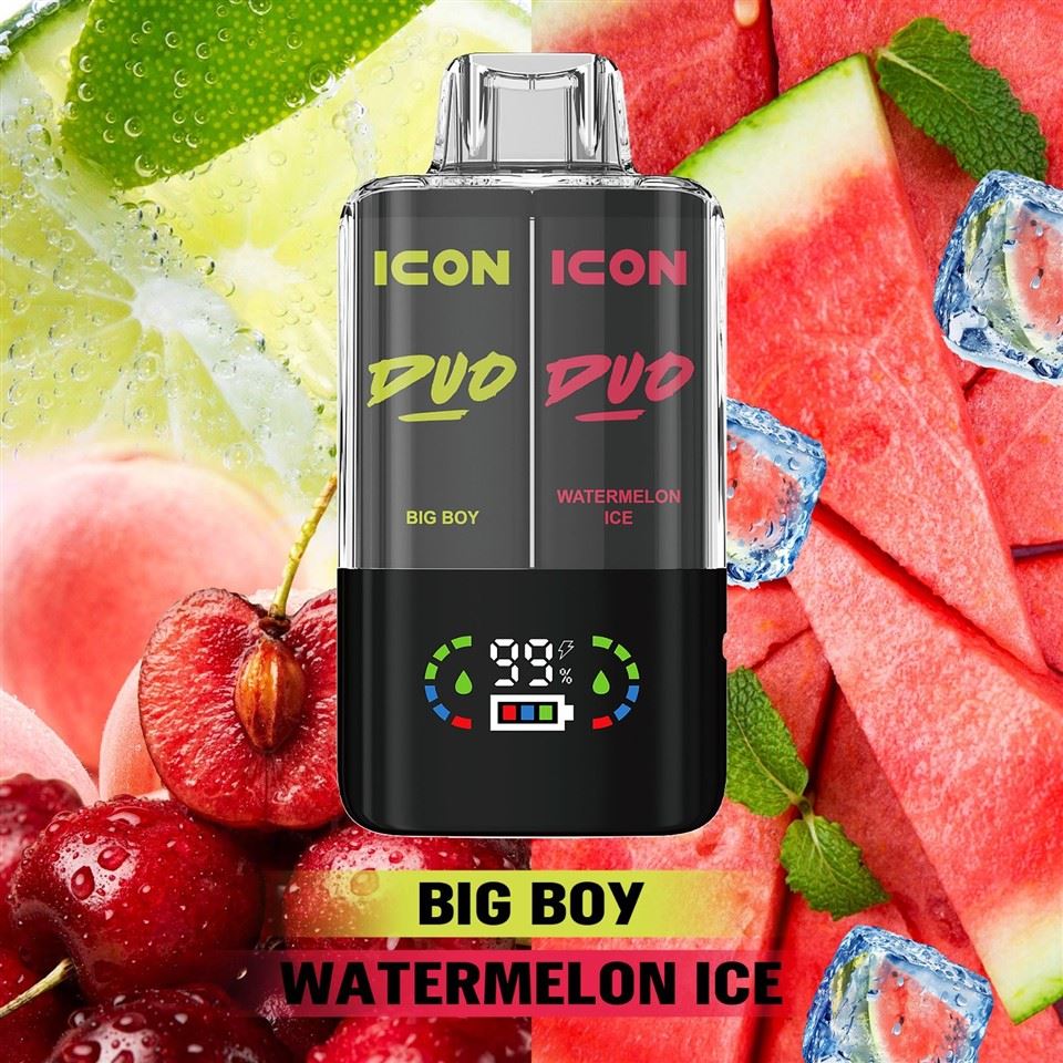 پاد یکبار مصرف ایکون هندوانه یخ + بیگ بوی ( 20 هزار پاف ) | ICON DUO 20000 Vape BIG BOY + WATERMELONE ICE