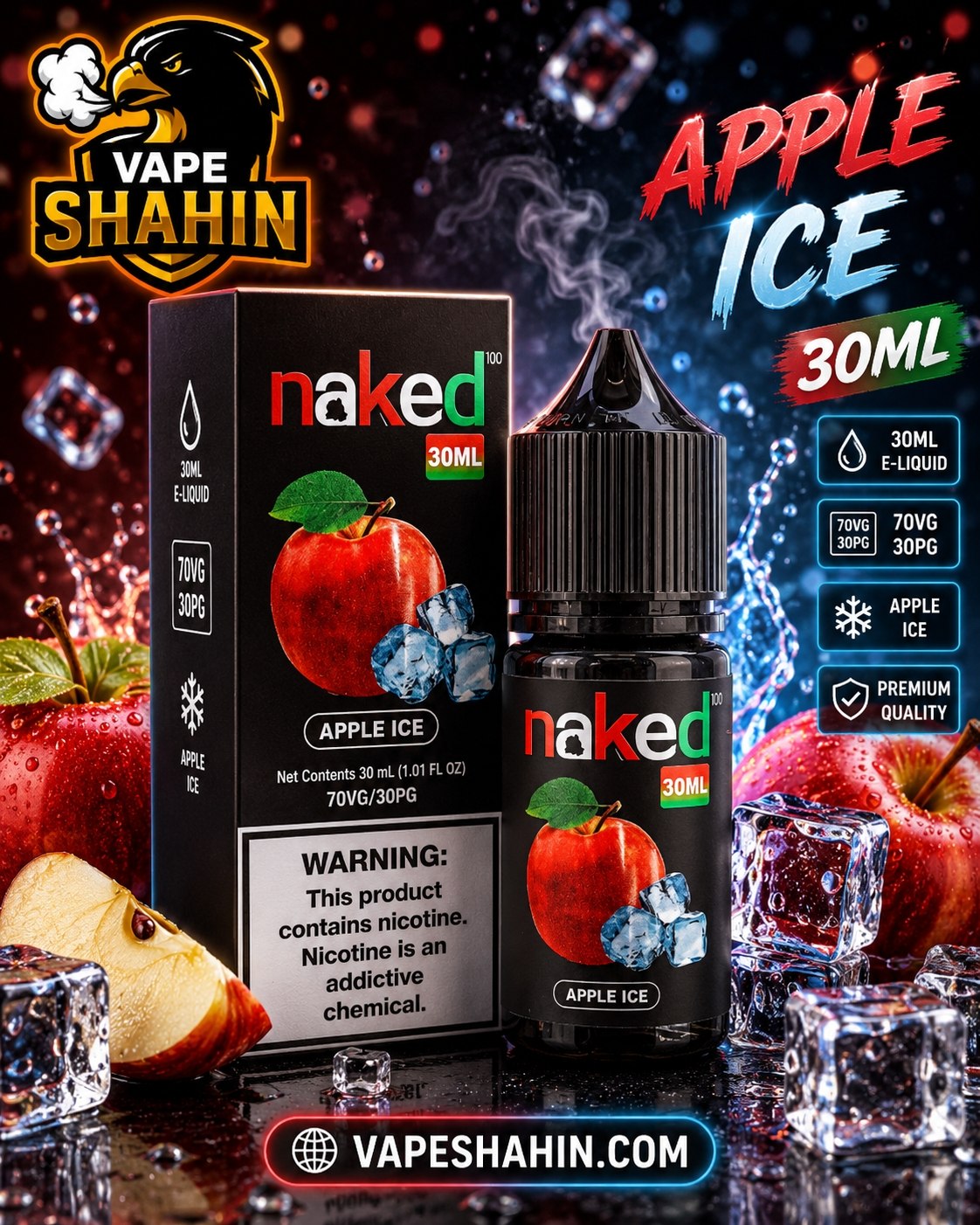 سالت ناکید طعم سیب یخ  |  NAKED SALT APPLE ICE