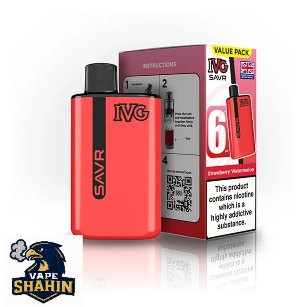 پاد یکبارمصرف 3000 پاف طعم توت فرنگی هندوانه | IVG SAVR 3K Strawberry Watermelon