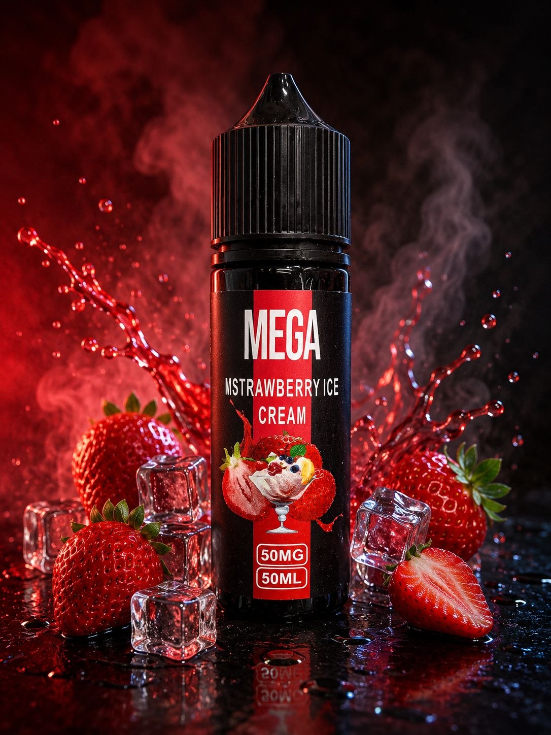 سالت نیکوتین مگا طعم توت فرنگی یخ بستنی | MEGA STRAWBERR ICE CREAM Salt